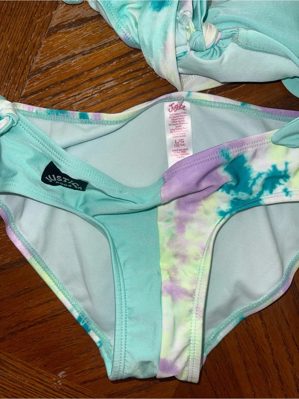 Justice Mint & Pastel Tie-Dye Two-Piece Swim Set